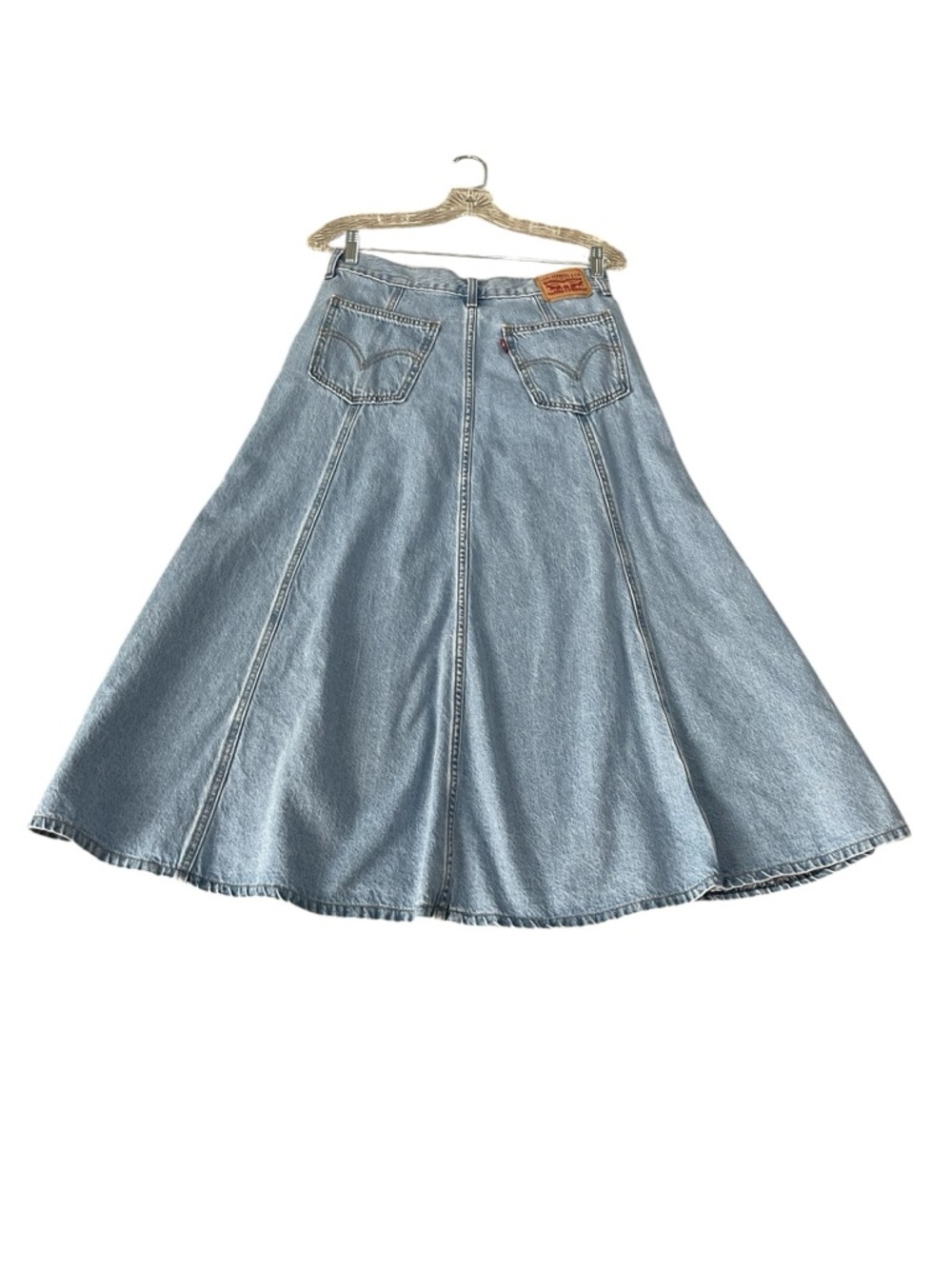 Levi's Women’s Size 28 Midi Rise Fit Flare Denim Skirt Light Blue - Picture 3 of 16